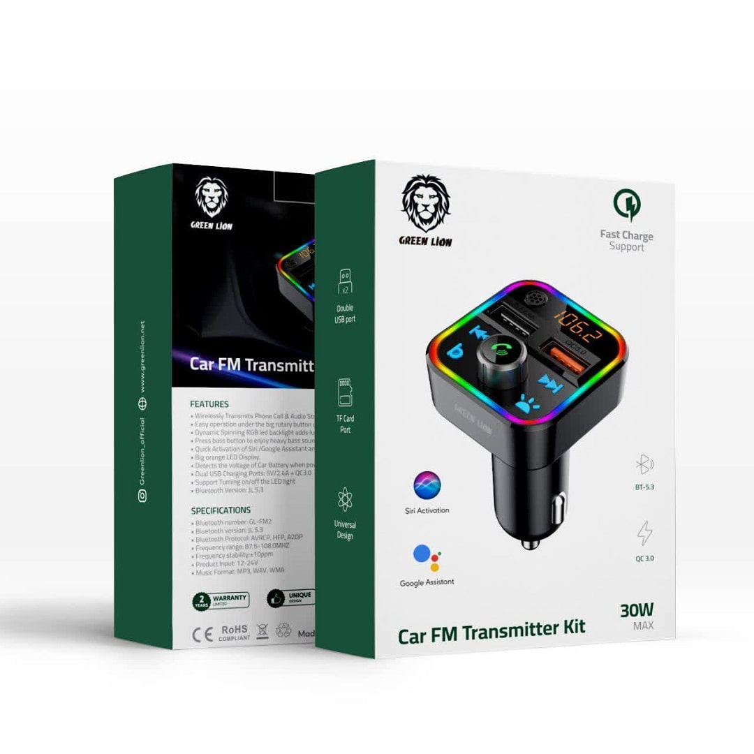 شارژر فندکی و اف ام رادیو Green Lion Car FM Transmitter Kit