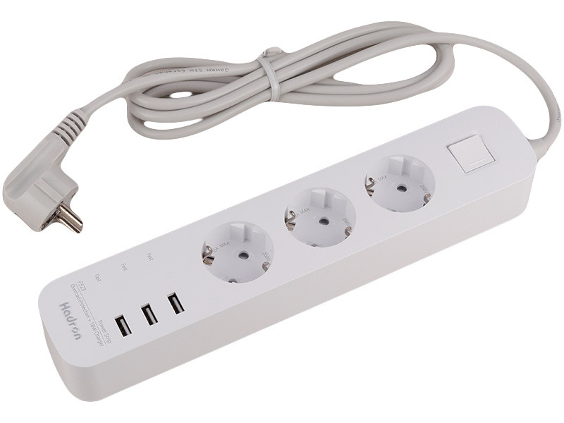 سه راهی سیار Hadron P323 PowerStrip + 18W USB Charger