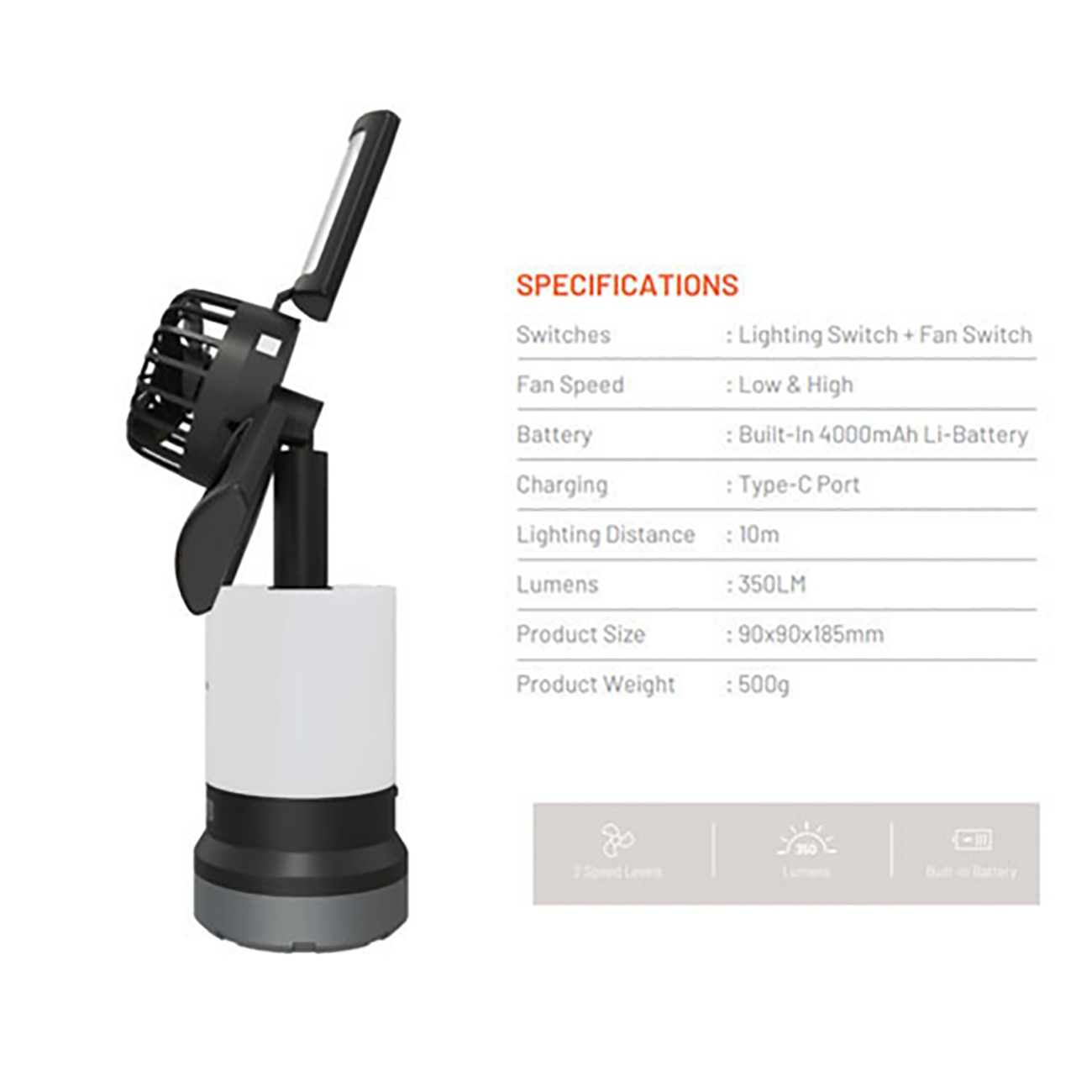 چراغ PORODO 3 IN 1 AMBIENT LIGHT/LAMP/COOLING FAN