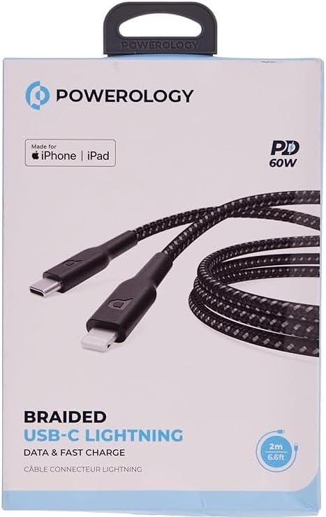 کابل شارژ POWEROLOGY USB C TO LIGHTNING PD 60W