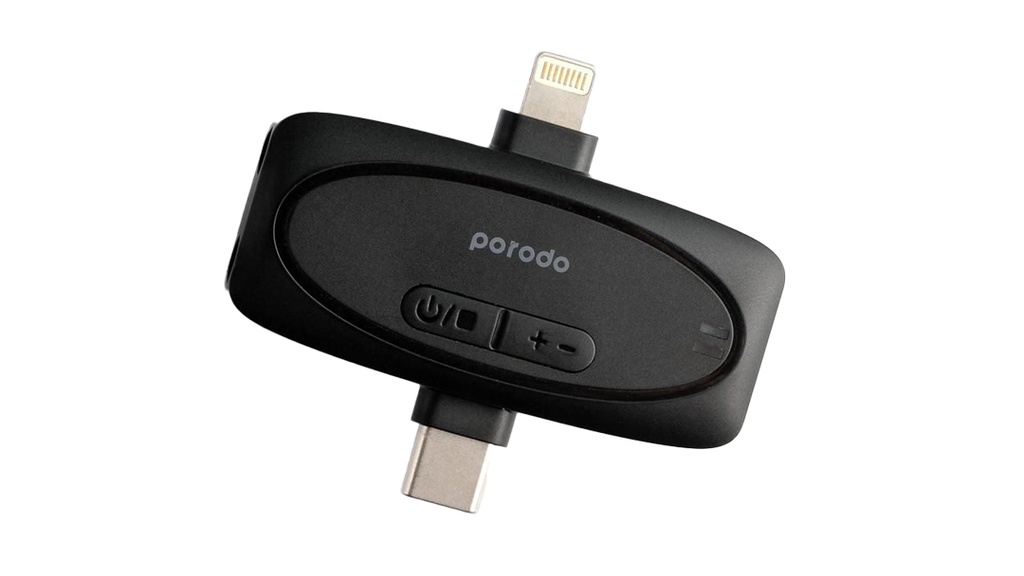 میکروفون Porodo Wireless Lavalier Dual Connector Dual Mic With Charging Case