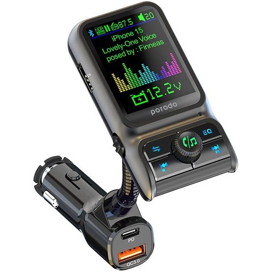 فندکی Porodo Dual Port Car Charger FM Transmitter