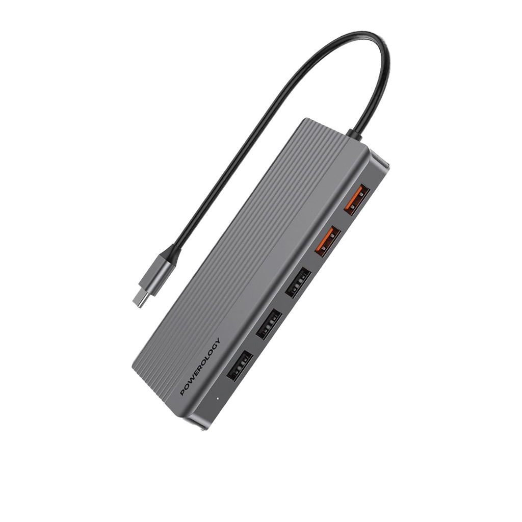 هاب POWEROLOGY 12 IN 1 DUAL HDMI & DP 4K USB-C HUB ETHERNET