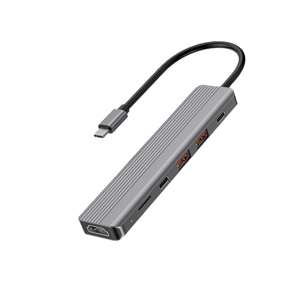 هاب Powerology 6 In 1 Slim 4K HDMI USB-C Hub