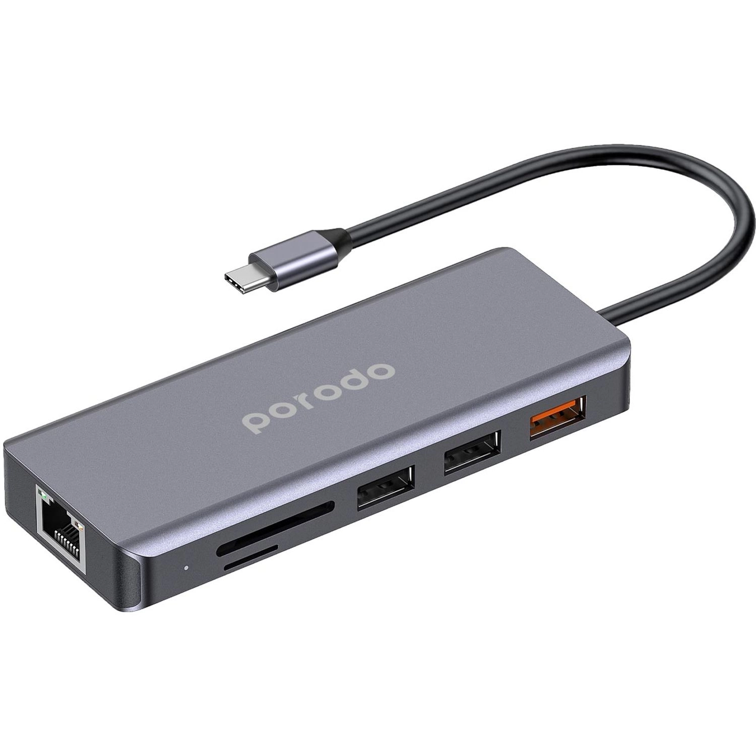 هاب Porodo 9in1 4K HDMI Ethernet USB-C Hub