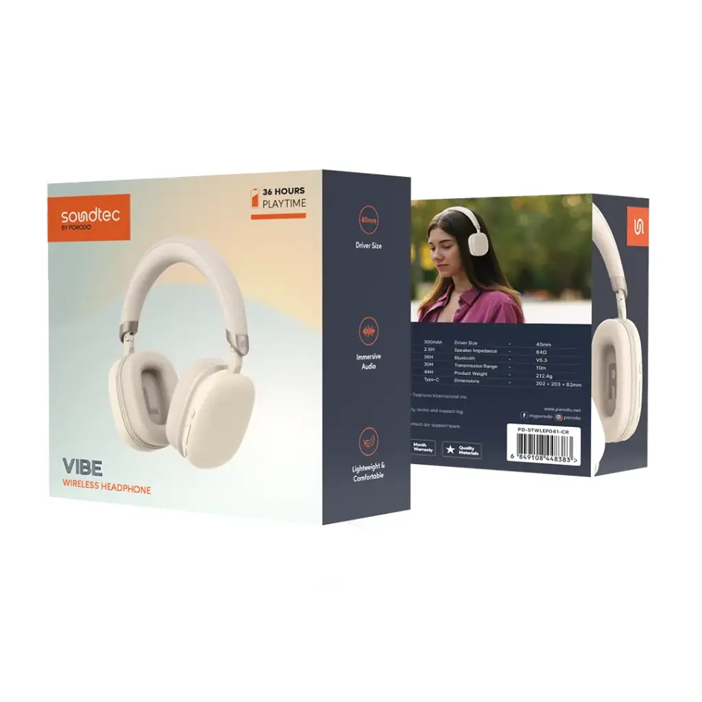هدفون PORODO SOUNDTEC VIBE WIRELESS HEADPHONE