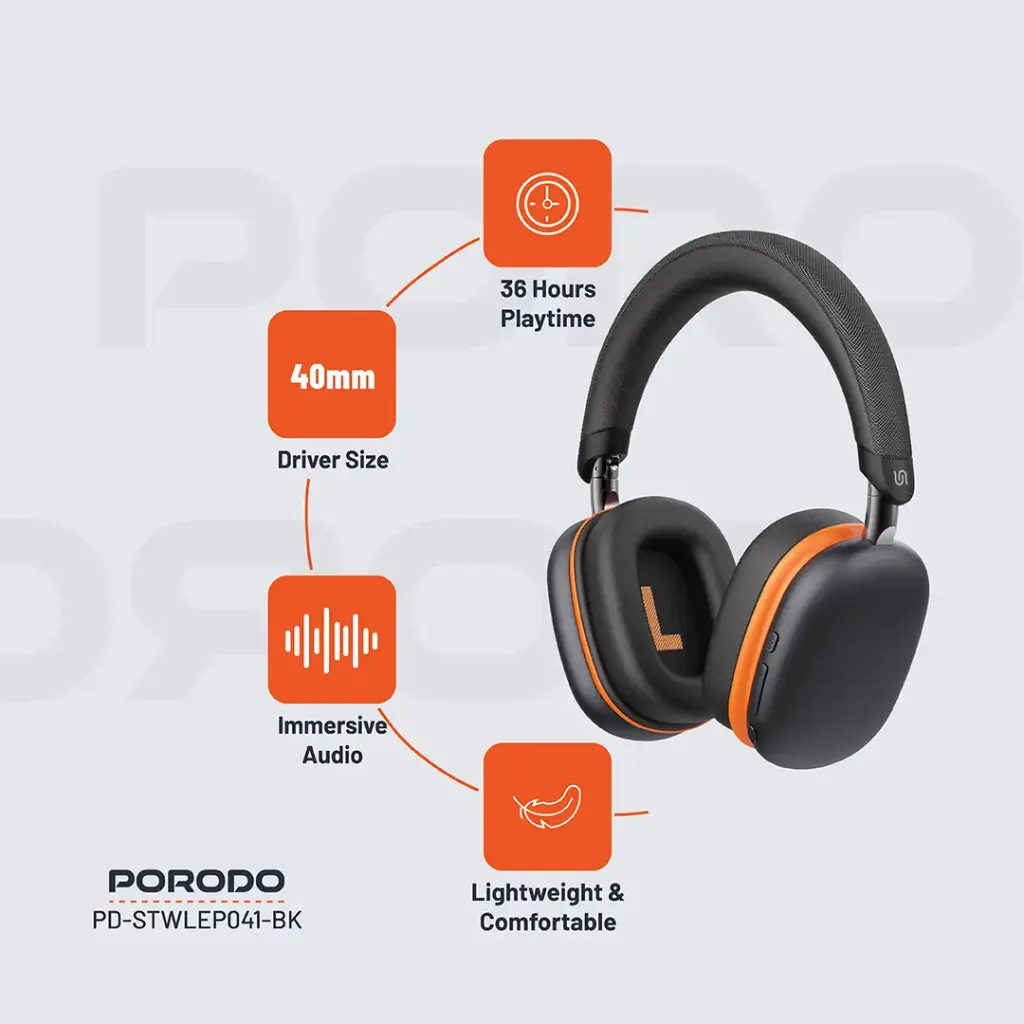 هدفون PORODO SOUNDTEC VIBE WIRELESS HEADPHONE
