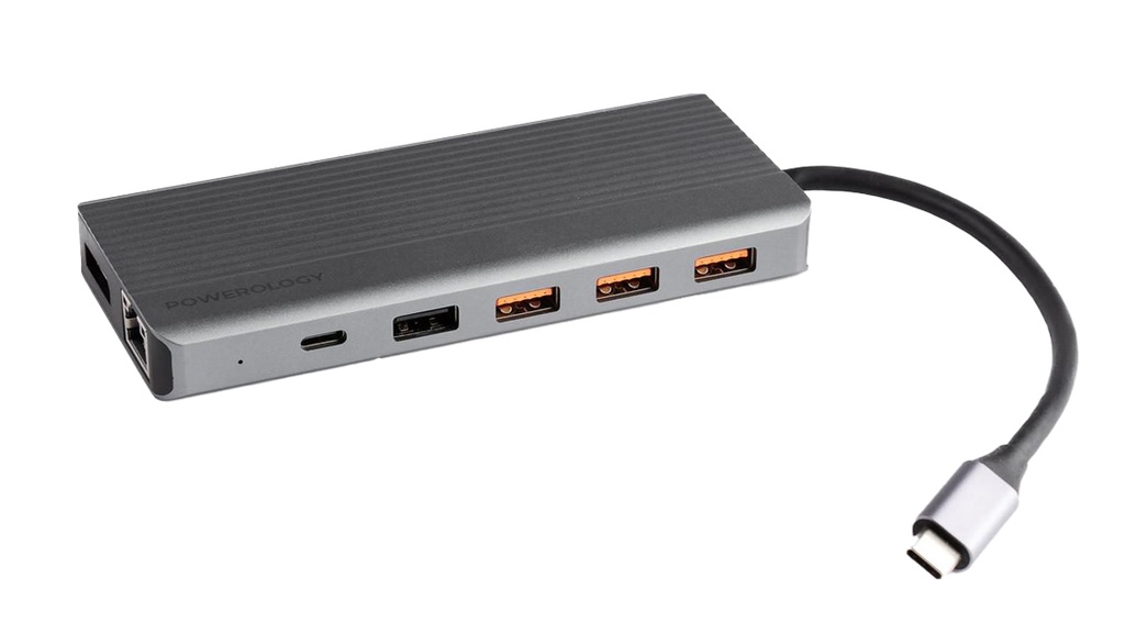 هاب POWEROLOGY 13 IN 1 DUAL HDMI & DP 4K USB-C HUB ETHERNET