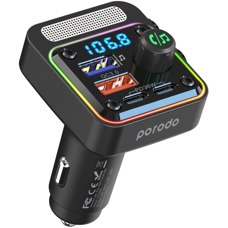 فندکی Porodo Quick-Charge FM Car Charger