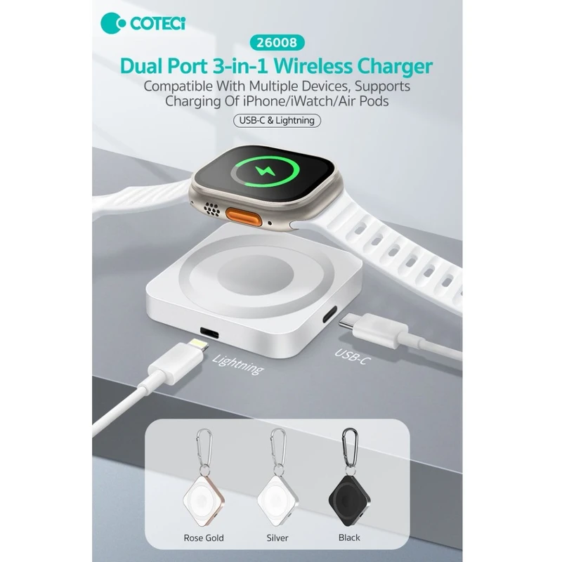 شارژر وایرلس COTECI 3 IN 1 WIRELESS CHARGER 26008