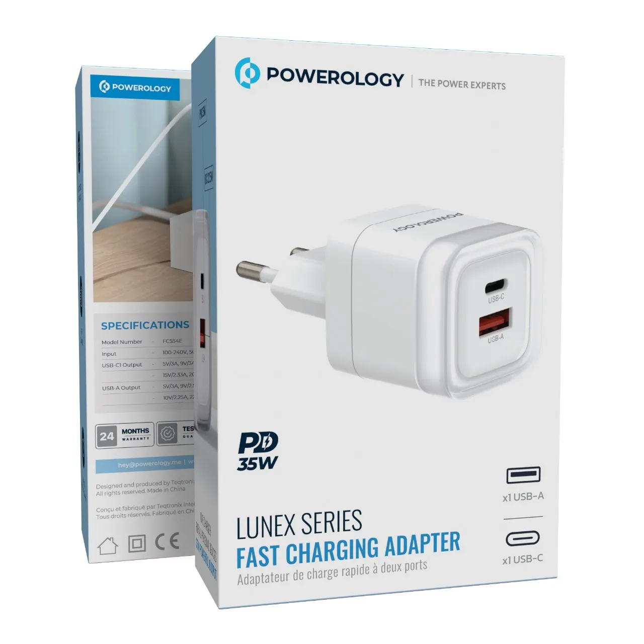 آداپتور شارژ دیواری پاورولوژی Lunex PD 35W GaN