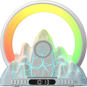 اسپیکر بلوتوثی شارژی RGB دار مدل volcano - چراغ‌خواب و ساعت زنگ‌دار